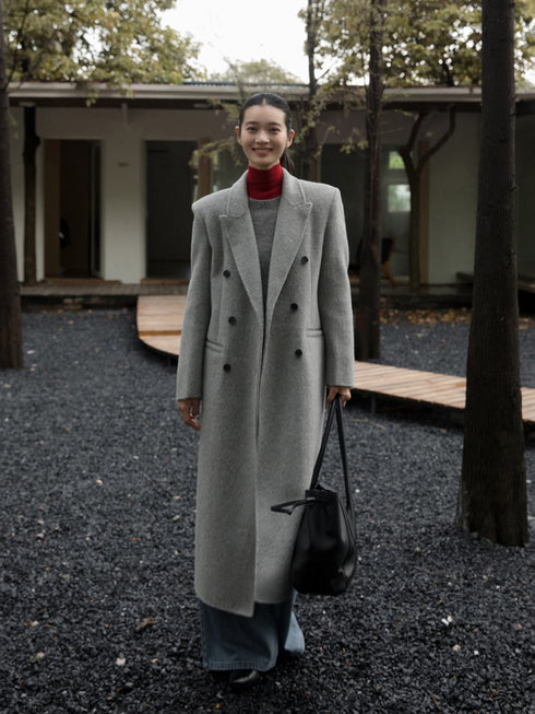 Double-Breasted Wool Mohair Coat